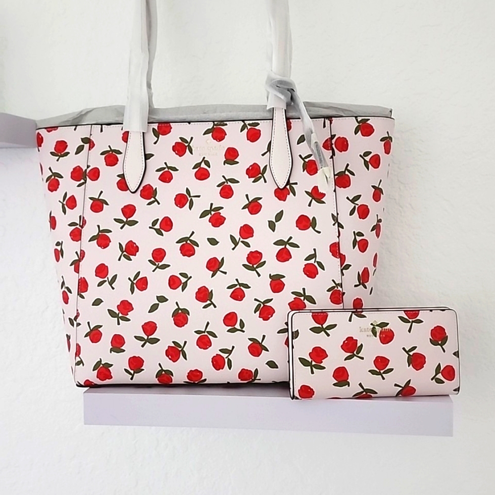 Kate Spade Women's NWT Saffiano Leather Dana Floral Tote & Bi-fold Wallet.